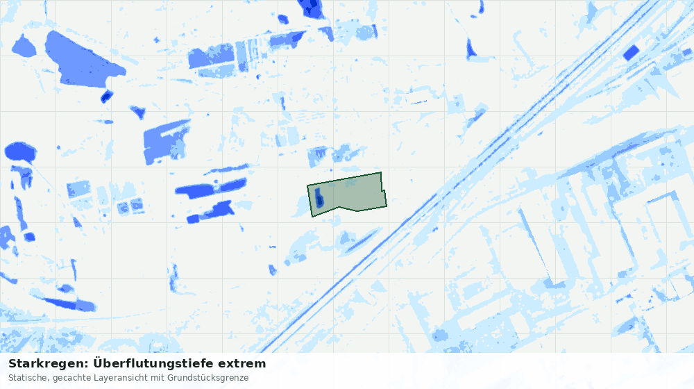 Statische Kartenansicht: Starkregen: Überflutungstiefe extrem