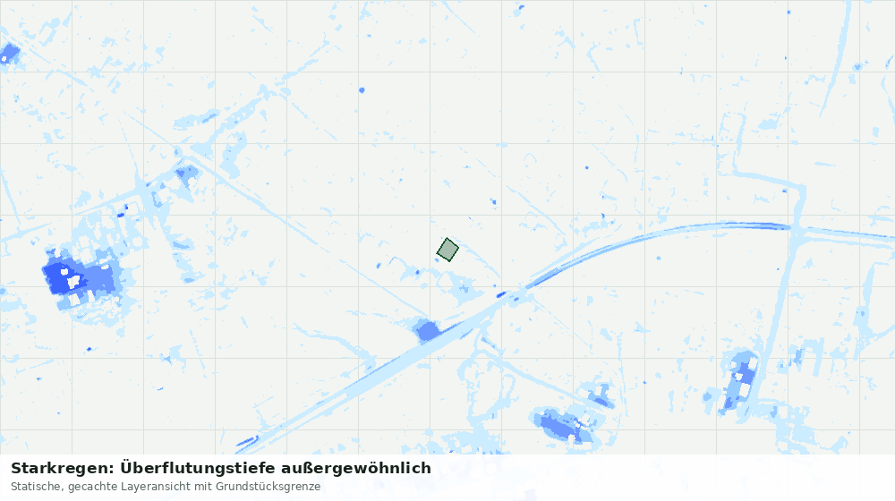 Statische Kartenansicht: Starkregen: Überflutungstiefe außergewöhnlich