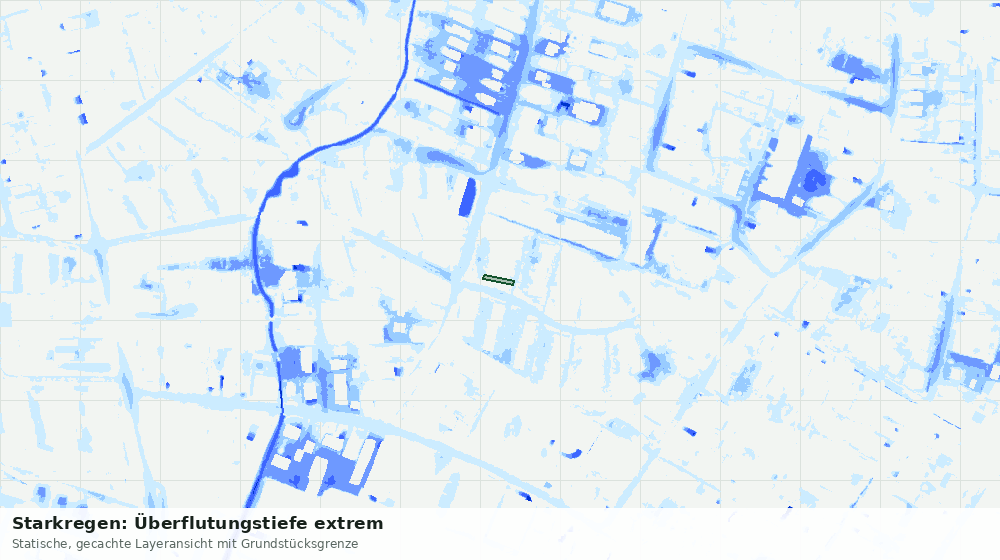 Statische Kartenansicht: Starkregen: Überflutungstiefe extrem
