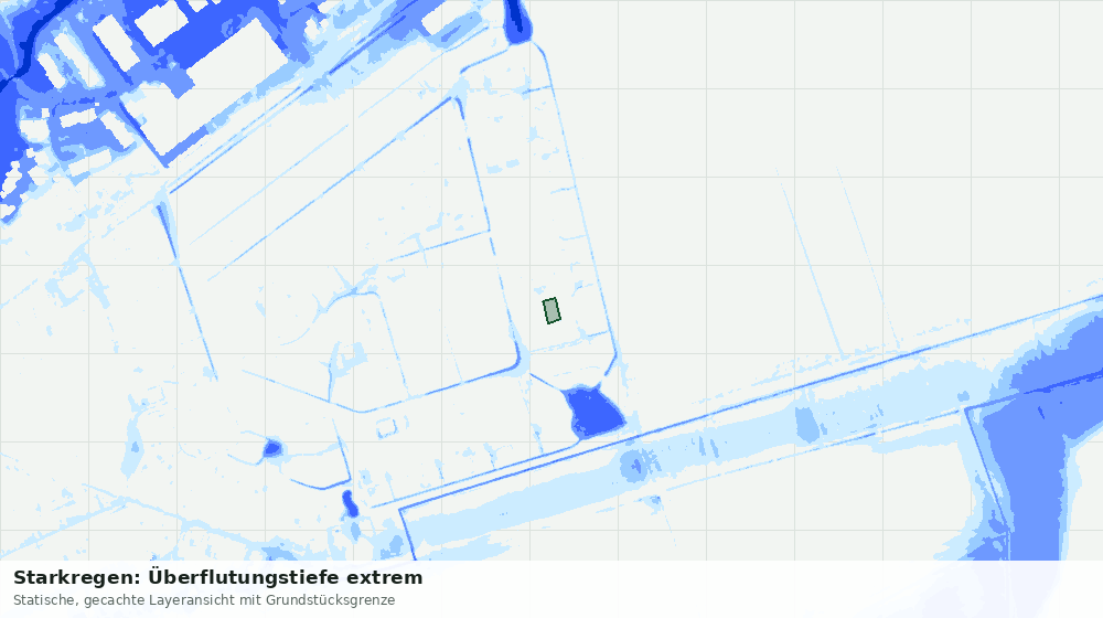 Statische Kartenansicht: Starkregen: Überflutungstiefe extrem