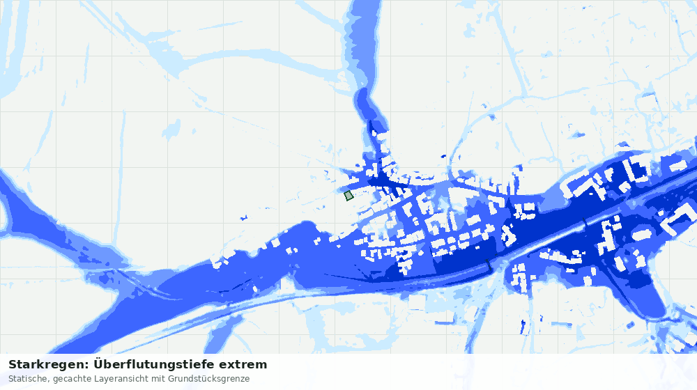 Statische Kartenansicht: Starkregen: Überflutungstiefe extrem