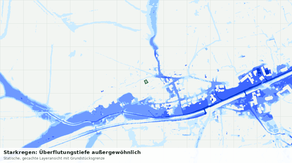 Statische Kartenansicht: Starkregen: Überflutungstiefe außergewöhnlich