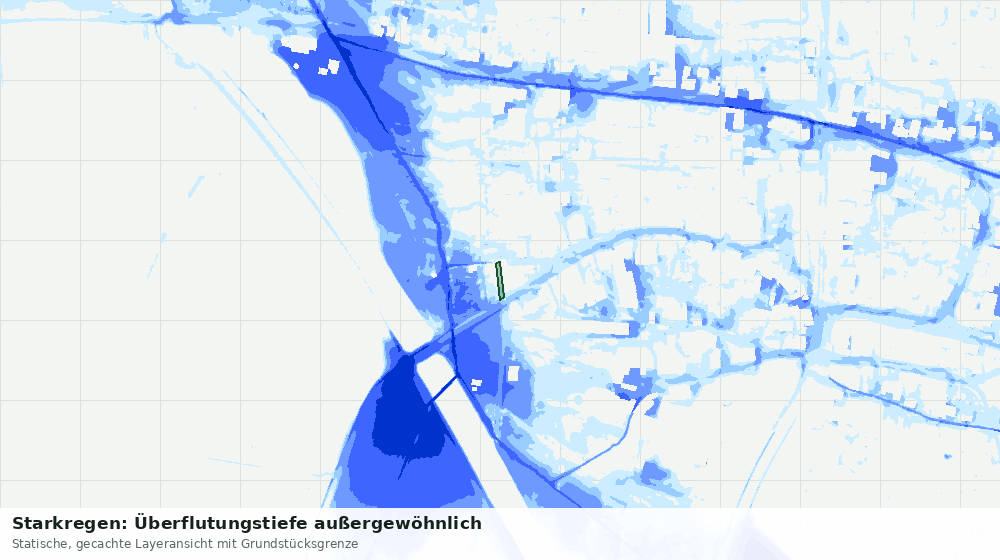 Statische Kartenansicht: Starkregen: Überflutungstiefe außergewöhnlich
