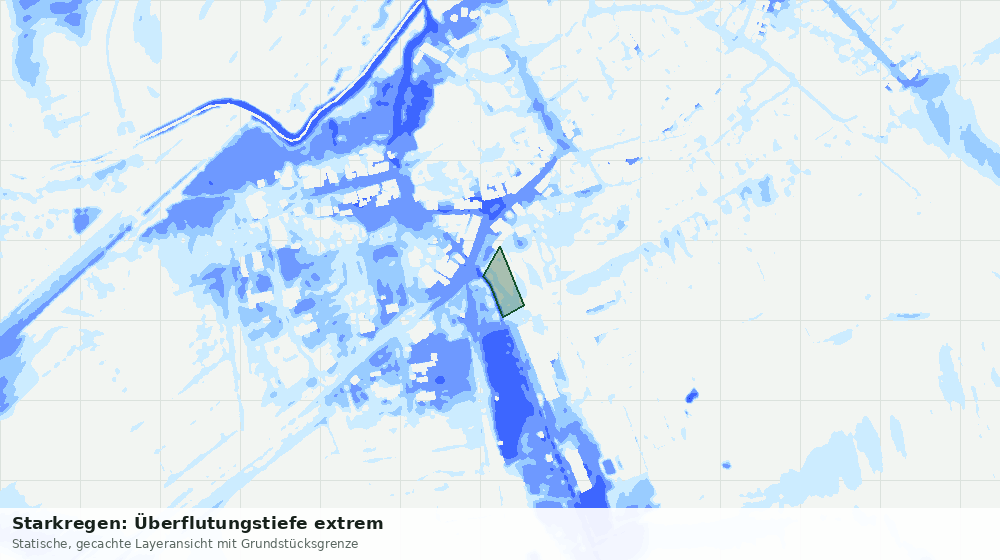 Statische Kartenansicht: Starkregen: Überflutungstiefe extrem