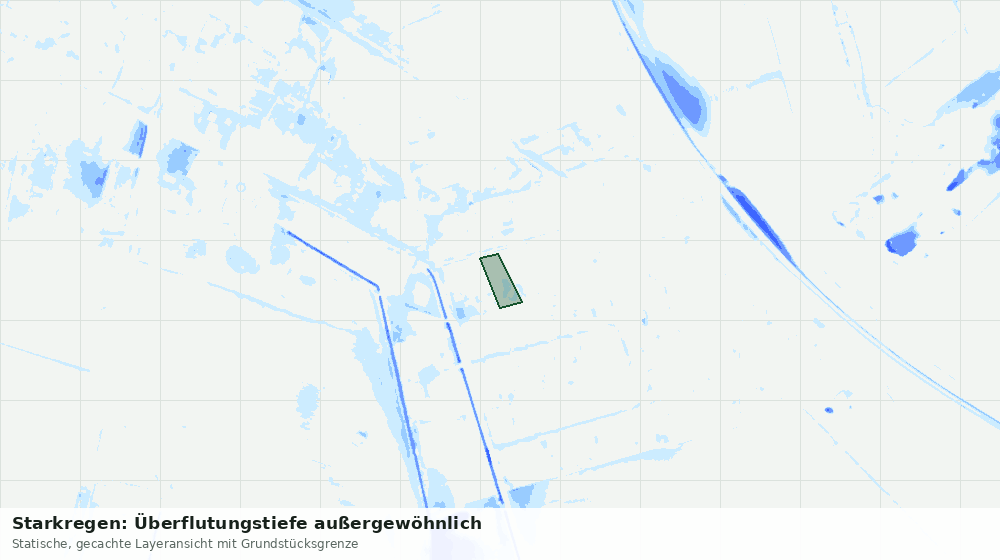 Statische Kartenansicht: Starkregen: Überflutungstiefe außergewöhnlich