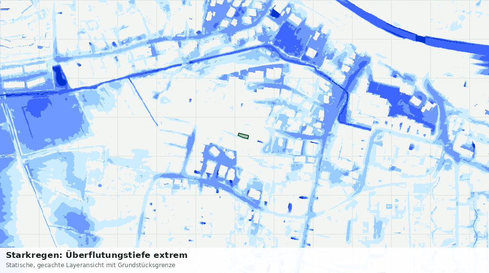 Statische Kartenansicht: Starkregen: Überflutungstiefe extrem
