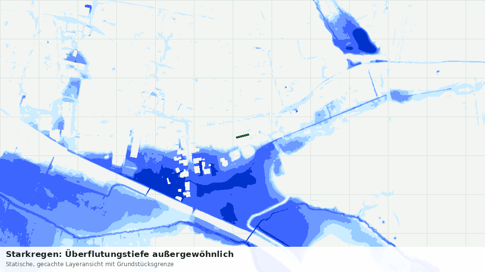 Statische Kartenansicht: Starkregen: Überflutungstiefe außergewöhnlich