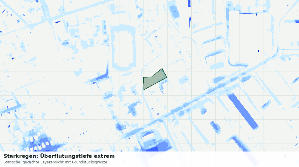 Statische Kartenansicht: Starkregen: Überflutungstiefe extrem