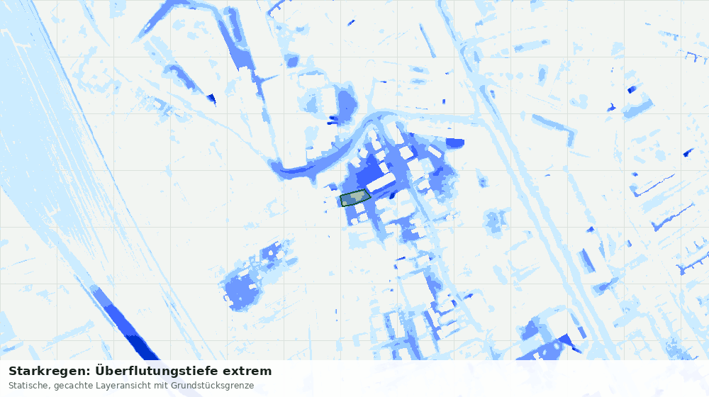 Statische Kartenansicht: Starkregen: Überflutungstiefe extrem