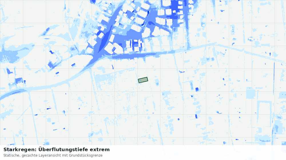 Statische Kartenansicht: Starkregen: Überflutungstiefe extrem