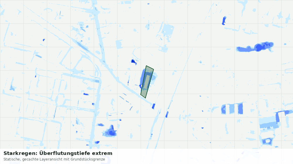 Statische Kartenansicht: Starkregen: Überflutungstiefe extrem