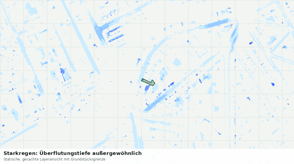 Statische Kartenansicht: Starkregen: Überflutungstiefe außergewöhnlich