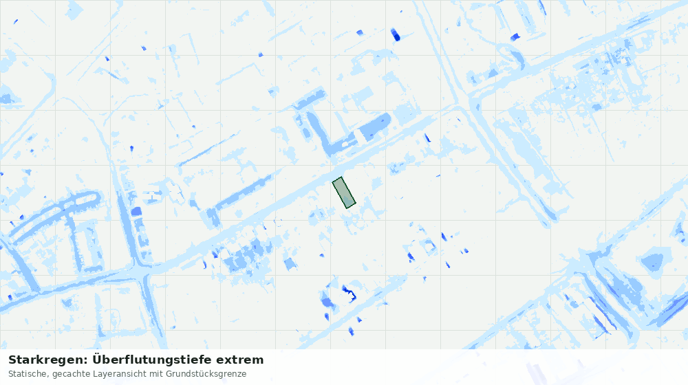 Statische Kartenansicht: Starkregen: Überflutungstiefe extrem
