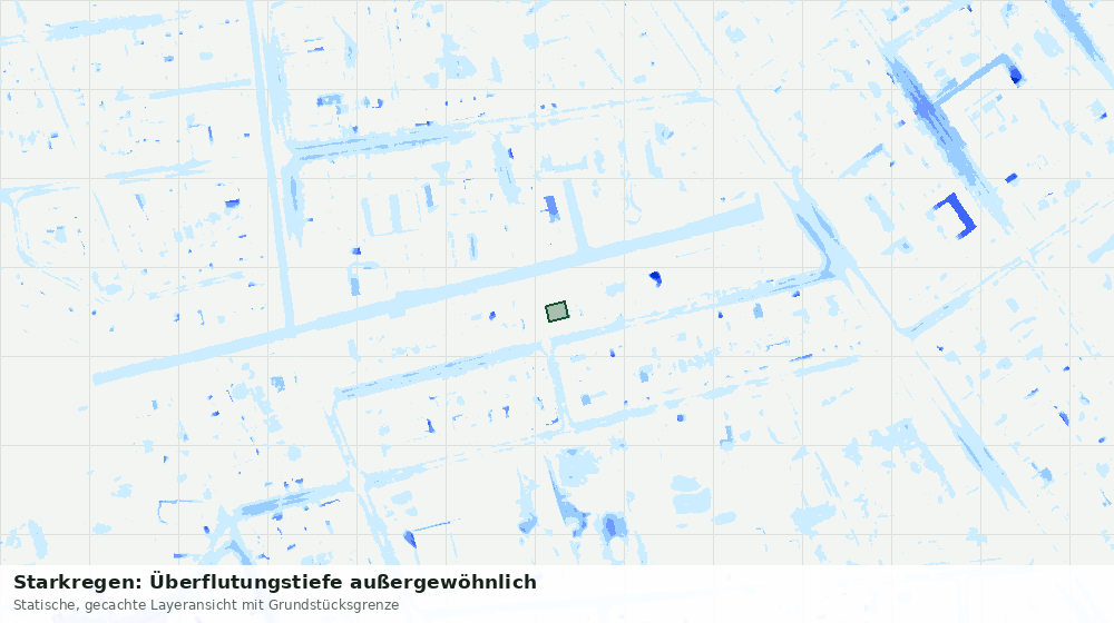 Statische Kartenansicht: Starkregen: Überflutungstiefe außergewöhnlich