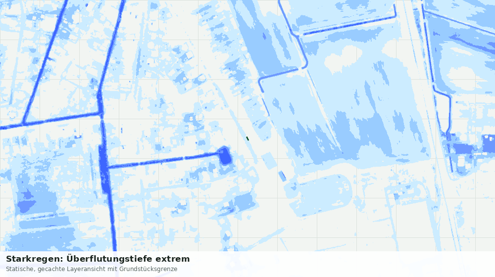 Statische Kartenansicht: Starkregen: Überflutungstiefe extrem