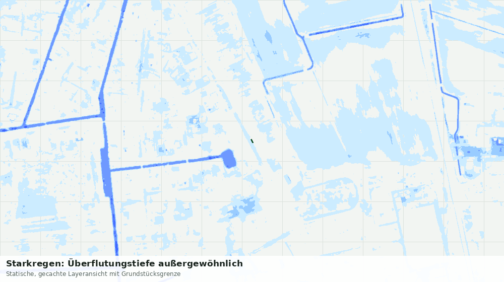 Statische Kartenansicht: Starkregen: Überflutungstiefe außergewöhnlich