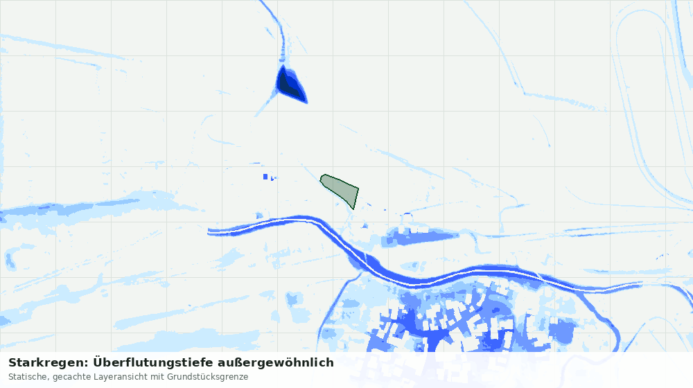 Statische Kartenansicht: Starkregen: Überflutungstiefe außergewöhnlich