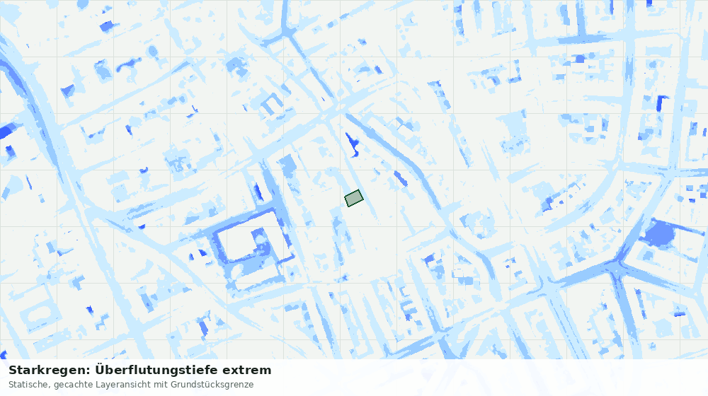 Statische Kartenansicht: Starkregen: Überflutungstiefe extrem