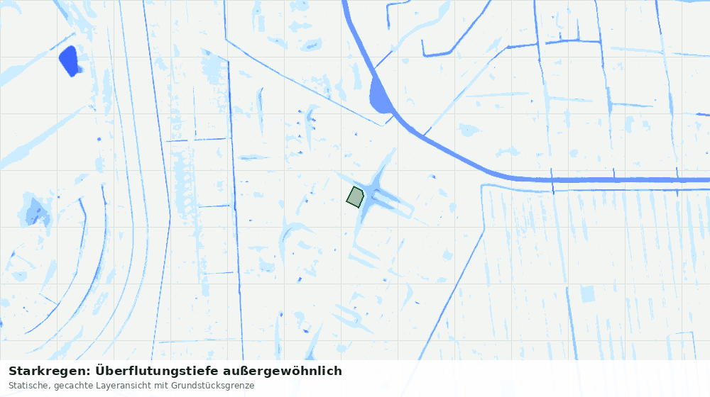 Statische Kartenansicht: Starkregen: Überflutungstiefe außergewöhnlich