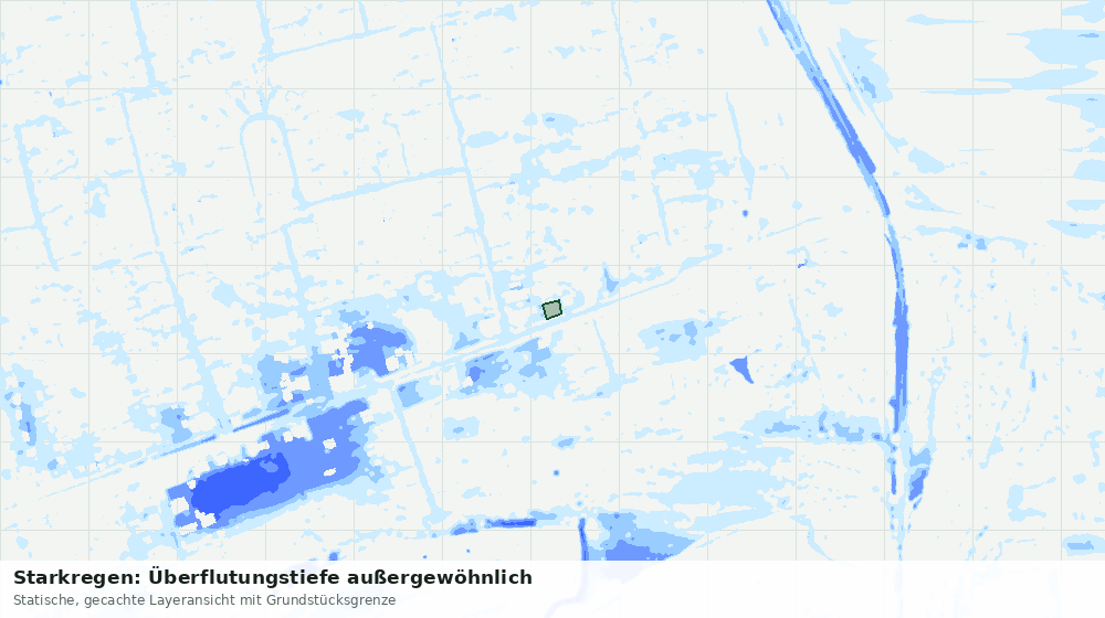 Statische Kartenansicht: Starkregen: Überflutungstiefe außergewöhnlich
