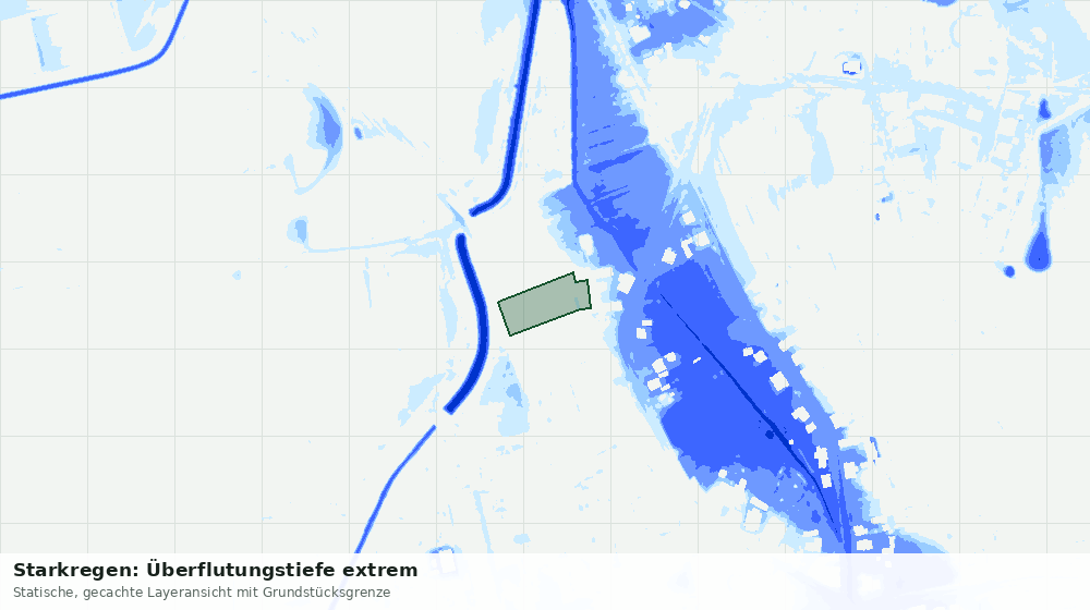 Statische Kartenansicht: Starkregen: Überflutungstiefe extrem