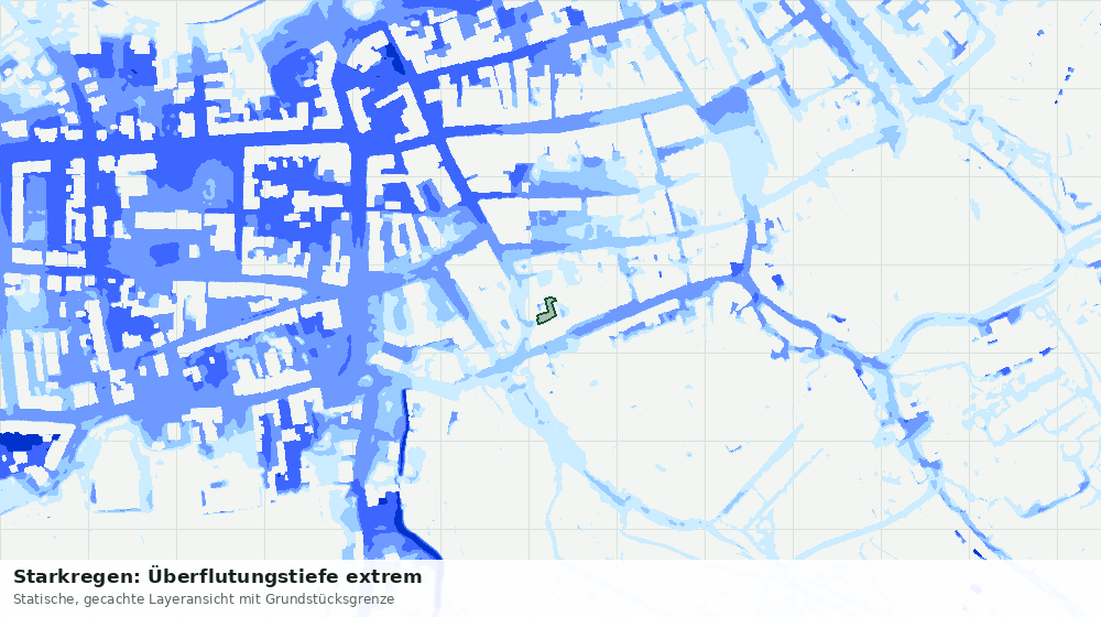 Statische Kartenansicht: Starkregen: Überflutungstiefe extrem