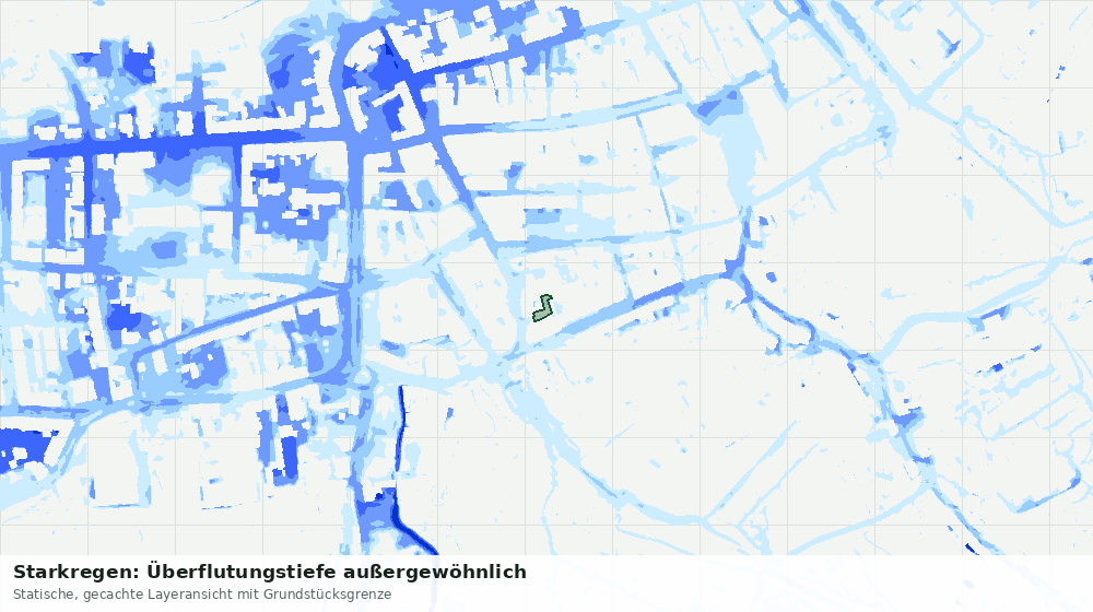 Statische Kartenansicht: Starkregen: Überflutungstiefe außergewöhnlich