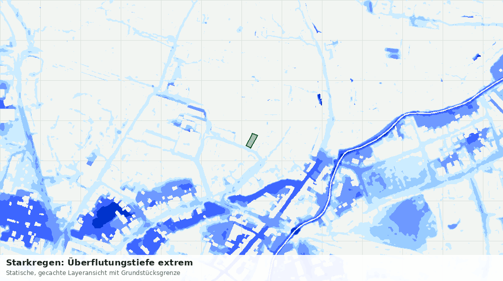 Statische Kartenansicht: Starkregen: Überflutungstiefe extrem