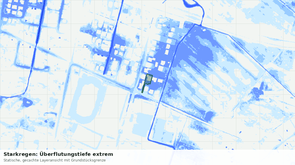 Statische Kartenansicht: Starkregen: Überflutungstiefe extrem