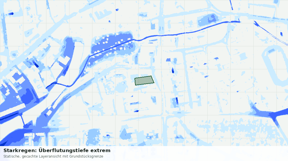 Statische Kartenansicht: Starkregen: Überflutungstiefe extrem