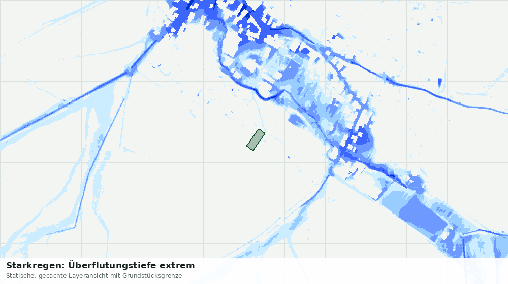 Statische Kartenansicht: Starkregen: Überflutungstiefe extrem