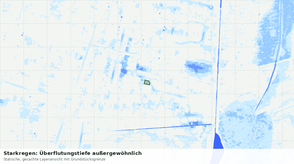 Statische Kartenansicht: Starkregen: Überflutungstiefe außergewöhnlich