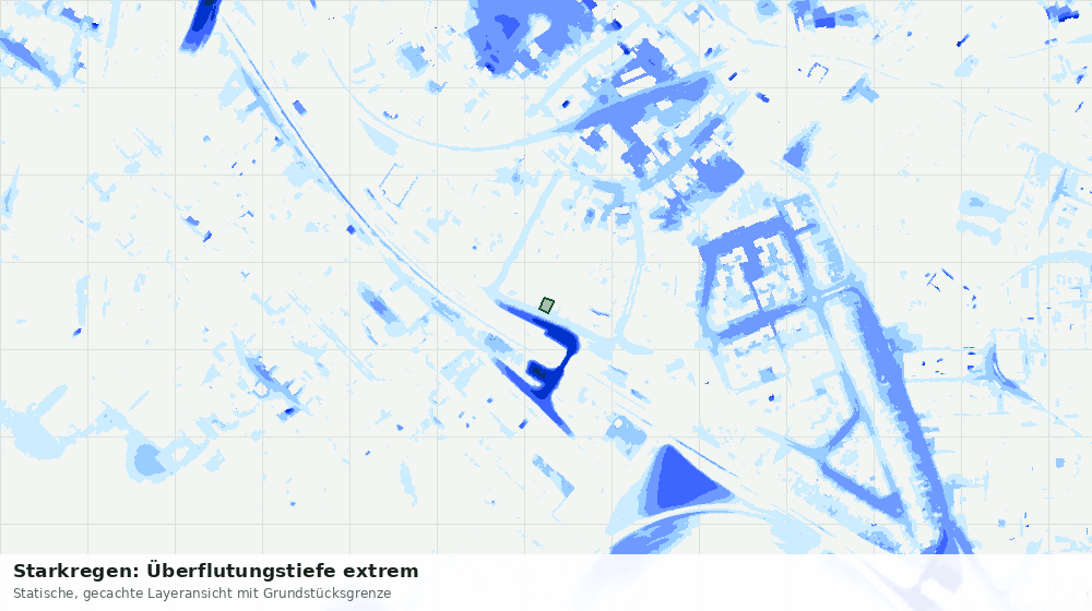 Statische Kartenansicht: Starkregen: Überflutungstiefe extrem