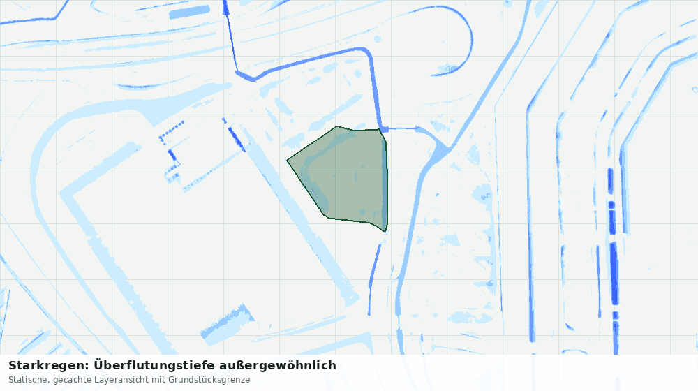 Statische Kartenansicht: Starkregen: Überflutungstiefe außergewöhnlich
