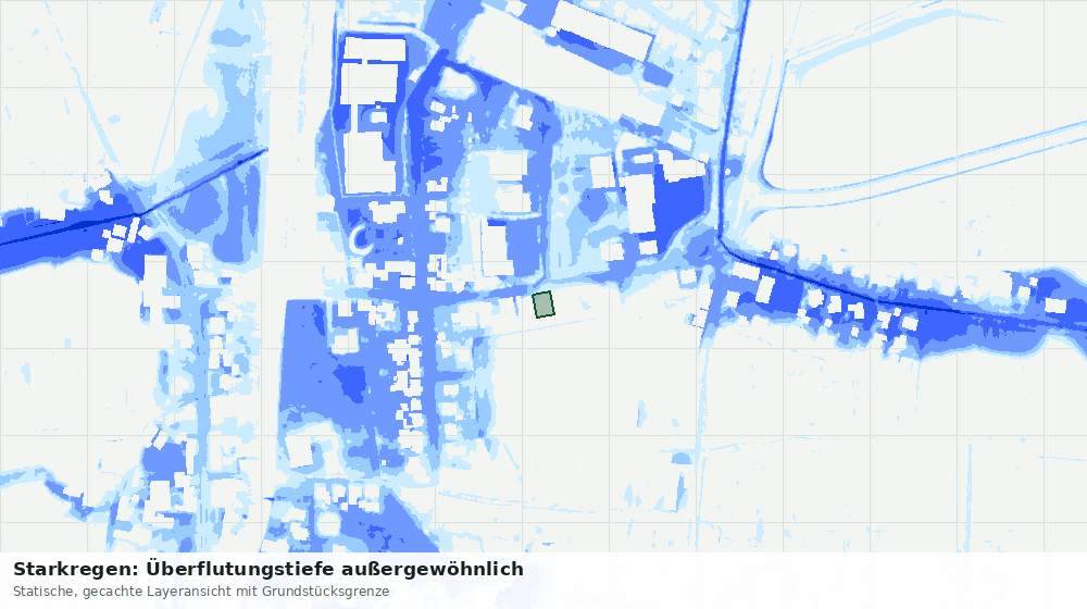 Statische Kartenansicht: Starkregen: Überflutungstiefe außergewöhnlich