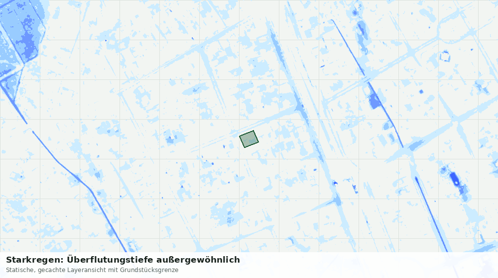 Statische Kartenansicht: Starkregen: Überflutungstiefe außergewöhnlich