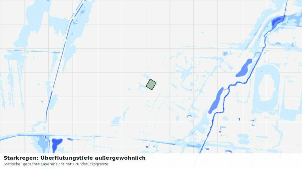 Statische Kartenansicht: Starkregen: Überflutungstiefe außergewöhnlich