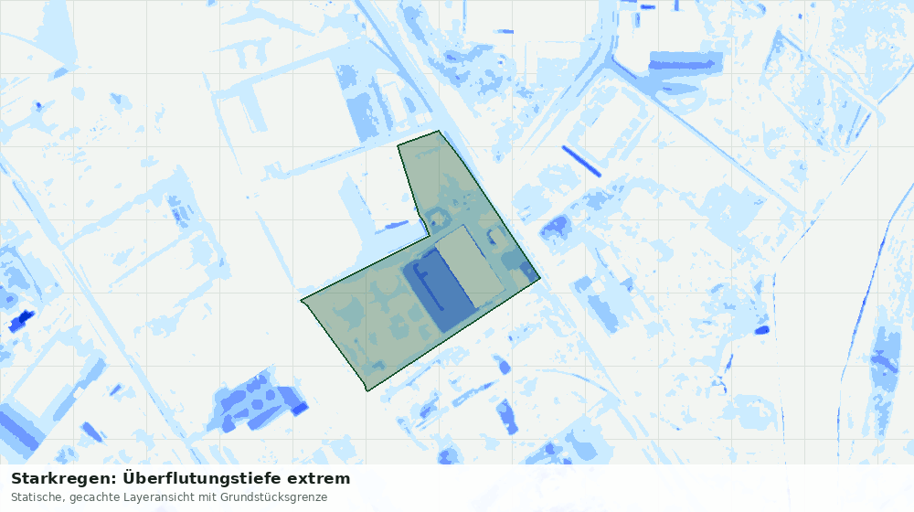 Statische Kartenansicht: Starkregen: Überflutungstiefe extrem
