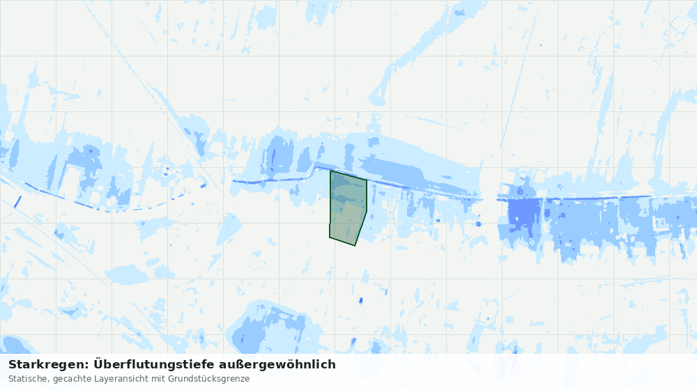 Statische Kartenansicht: Starkregen: Überflutungstiefe außergewöhnlich