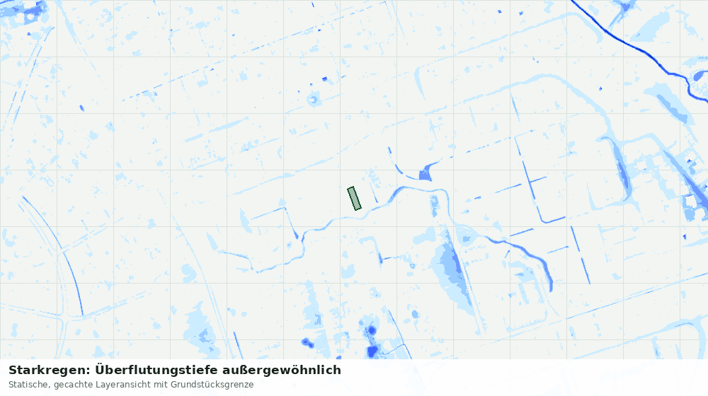 Statische Kartenansicht: Starkregen: Überflutungstiefe außergewöhnlich