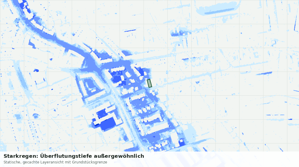 Statische Kartenansicht: Starkregen: Überflutungstiefe außergewöhnlich