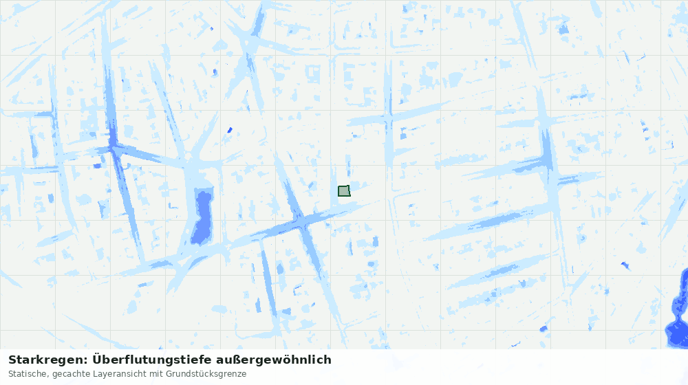 Statische Kartenansicht: Starkregen: Überflutungstiefe außergewöhnlich