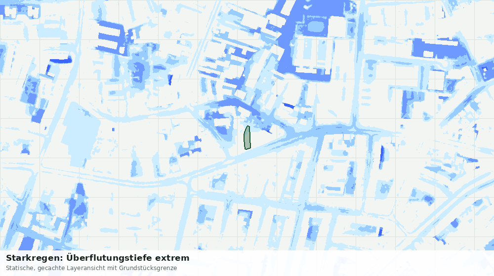 Statische Kartenansicht: Starkregen: Überflutungstiefe extrem