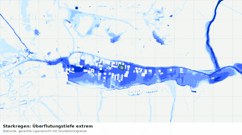 Statische Kartenansicht: Starkregen: Überflutungstiefe extrem