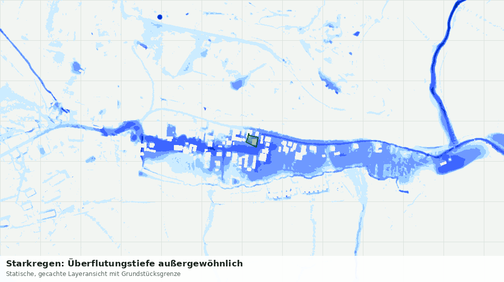 Statische Kartenansicht: Starkregen: Überflutungstiefe außergewöhnlich