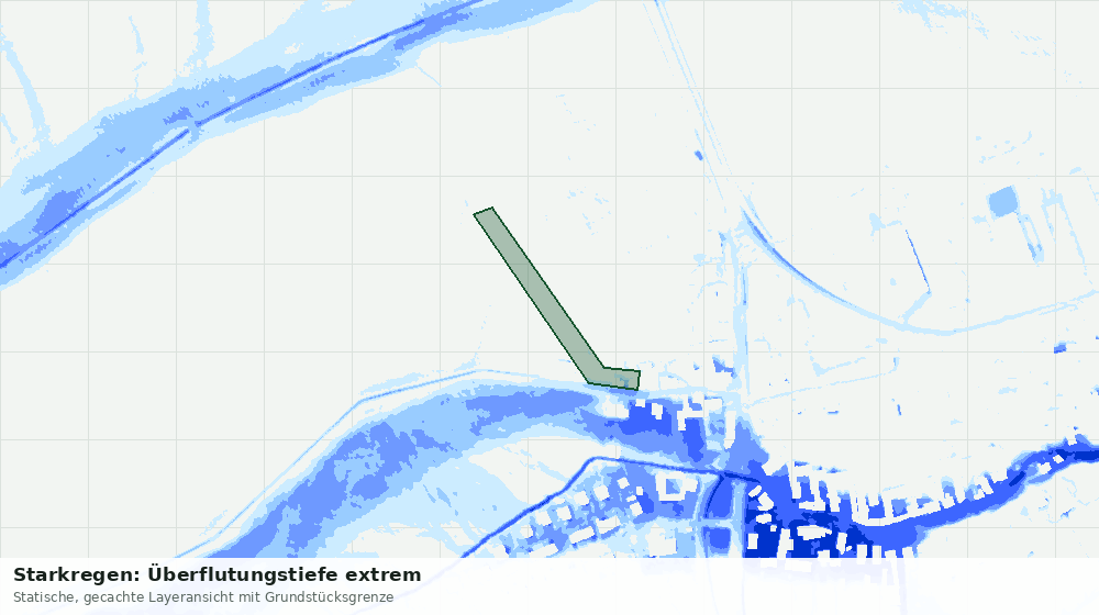 Statische Kartenansicht: Starkregen: Überflutungstiefe extrem