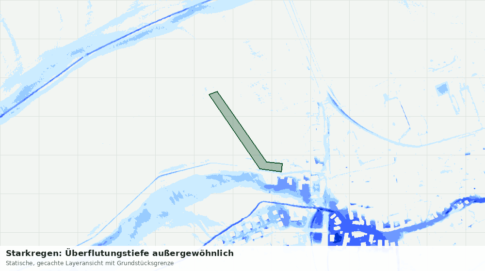 Statische Kartenansicht: Starkregen: Überflutungstiefe außergewöhnlich