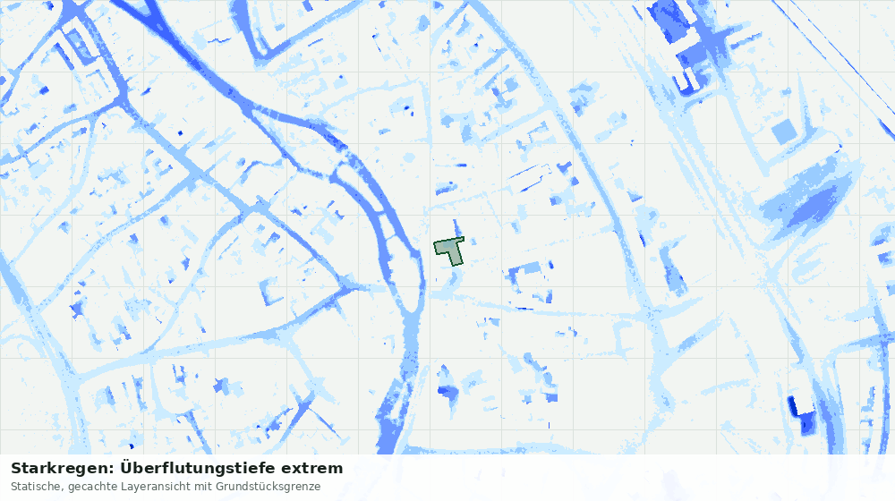 Statische Kartenansicht: Starkregen: Überflutungstiefe extrem
