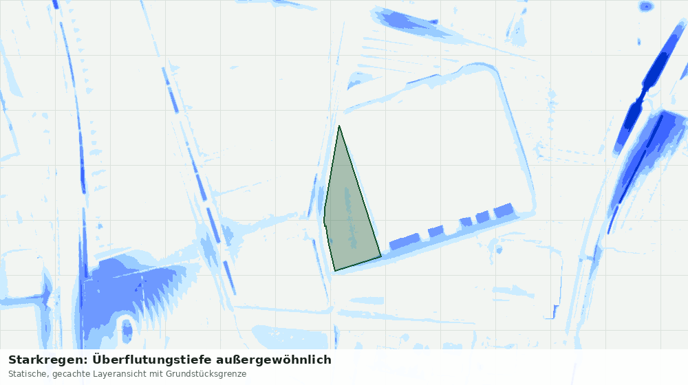 Statische Kartenansicht: Starkregen: Überflutungstiefe außergewöhnlich