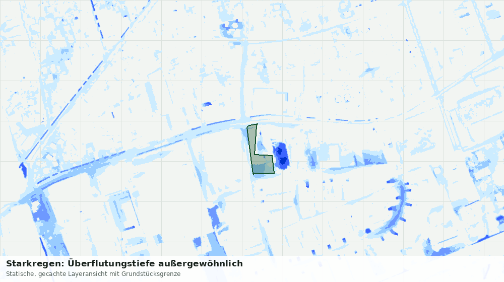 Statische Kartenansicht: Starkregen: Überflutungstiefe außergewöhnlich